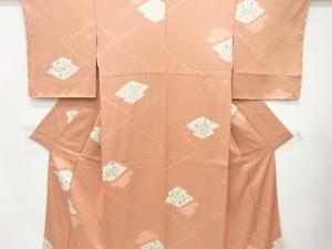 未使用品　絞り　松皮菱に草花模様　小紋着物